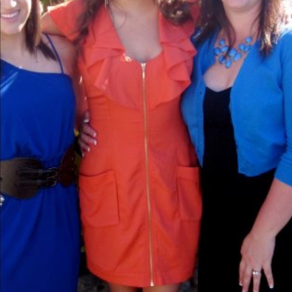 Orange Bebe Zip Up Dress - Picture 2 of 5
